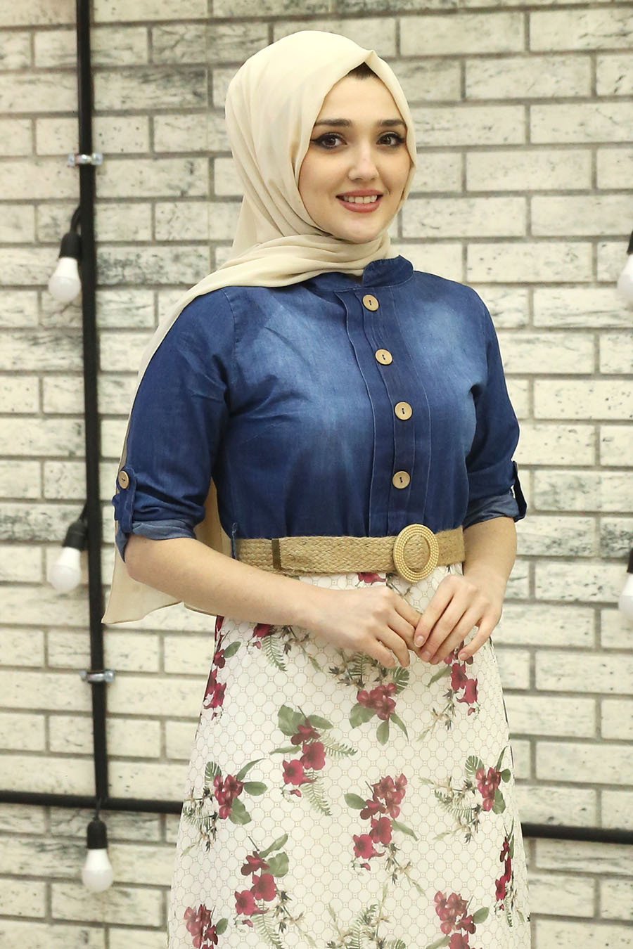 FLOWER PATTERNED ROSE COLOR DRESS 