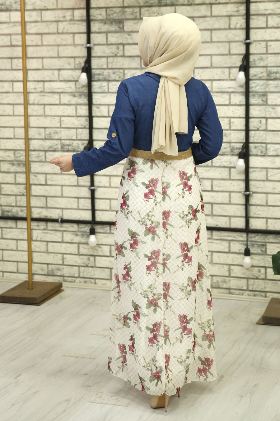 FLOWER PATTERNED ROSE COLOR DRESS 