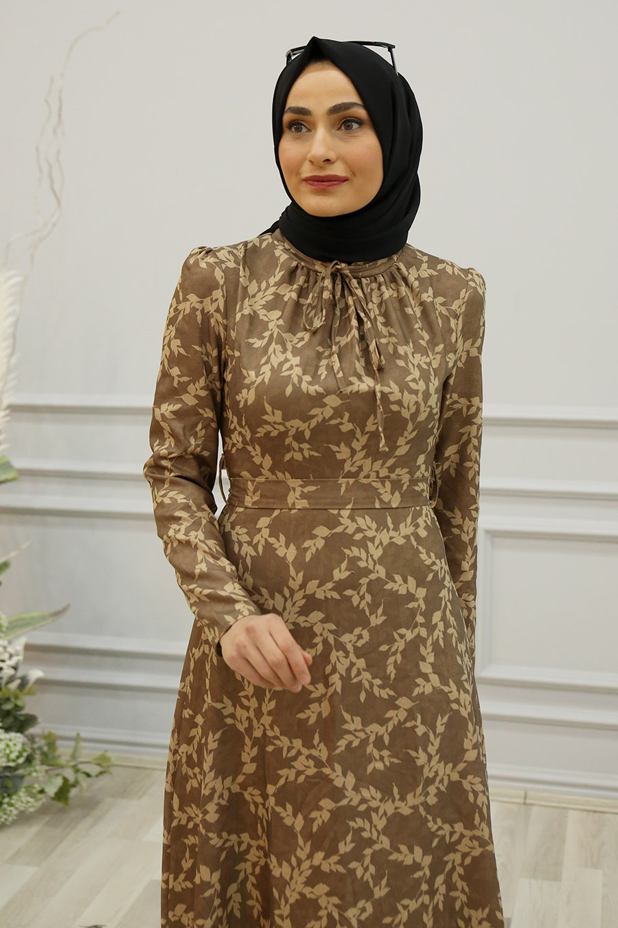 FLOWER PATTERNED VISON COLOR DRESS 