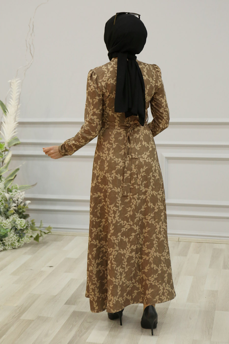 FLOWER PATTERNED VISON COLOR DRESS 