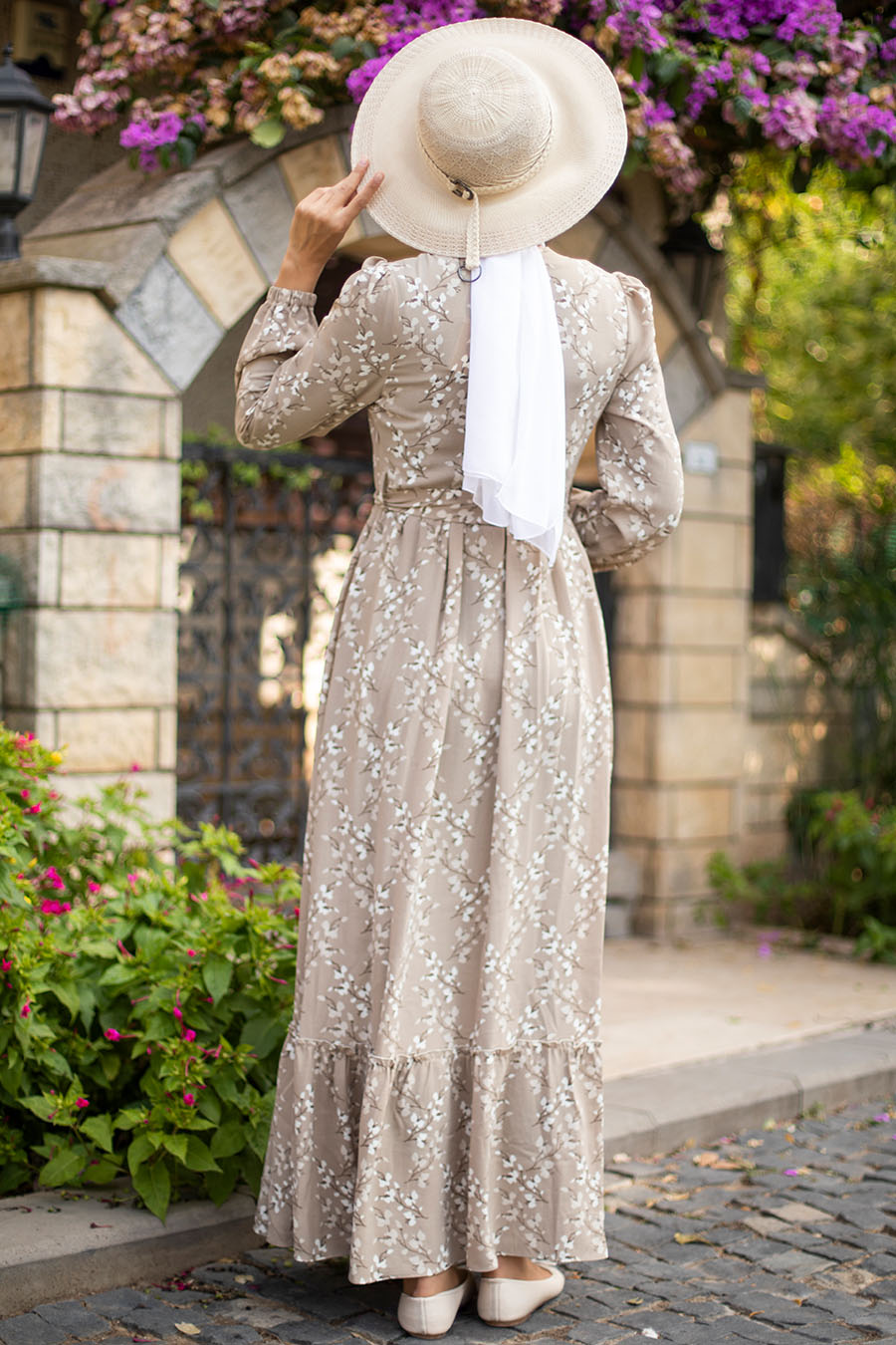 FLOWER PATTERNED VISON COLOR DRESS