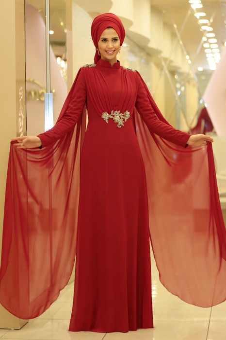 CLARET RED EVENING DRESS