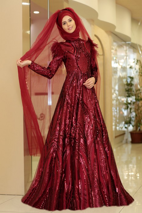CLARET RED EVENING DRESS