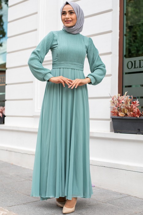 GREEN EVENİNG DRESS 