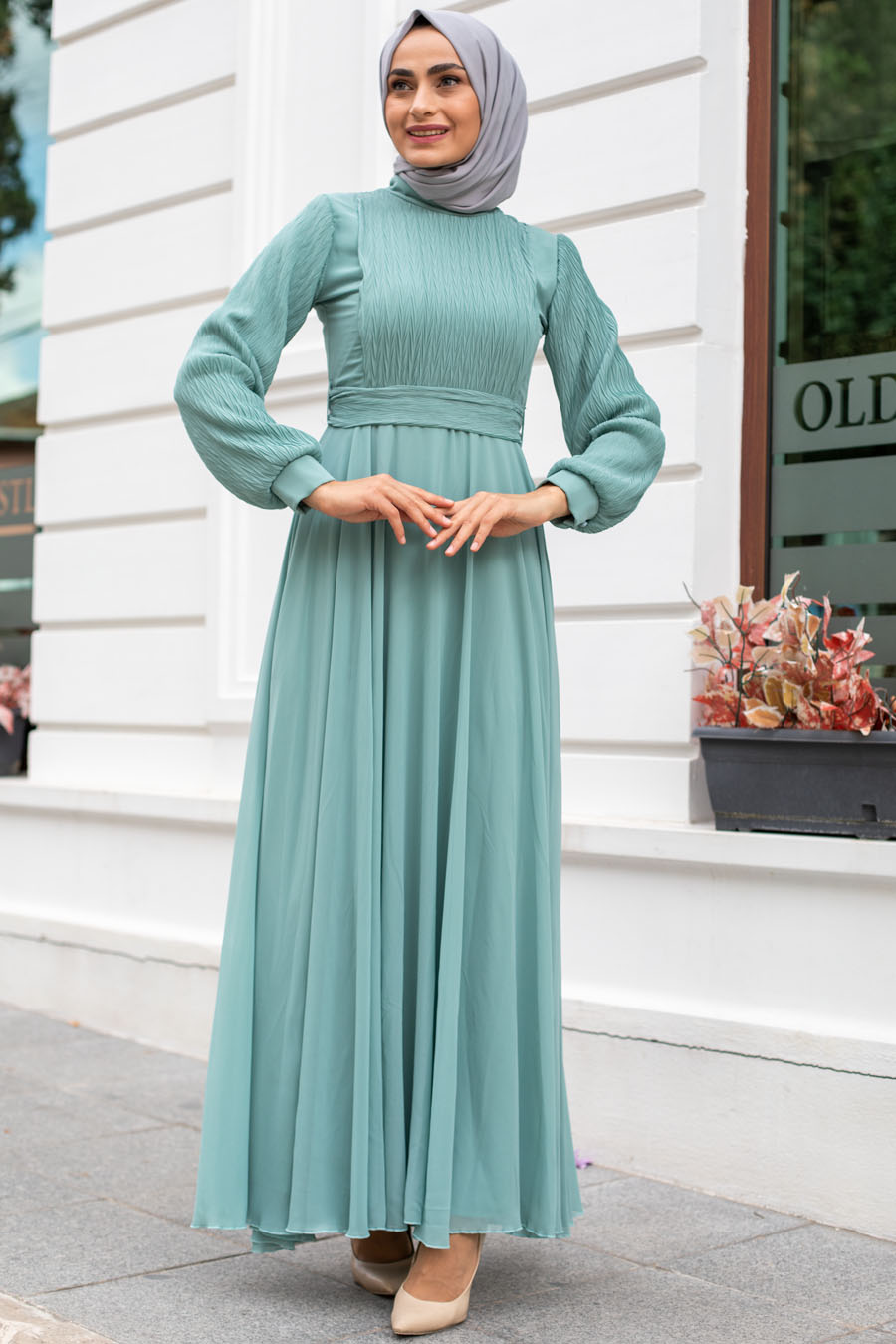 GREEN EVENİNG DRESS 