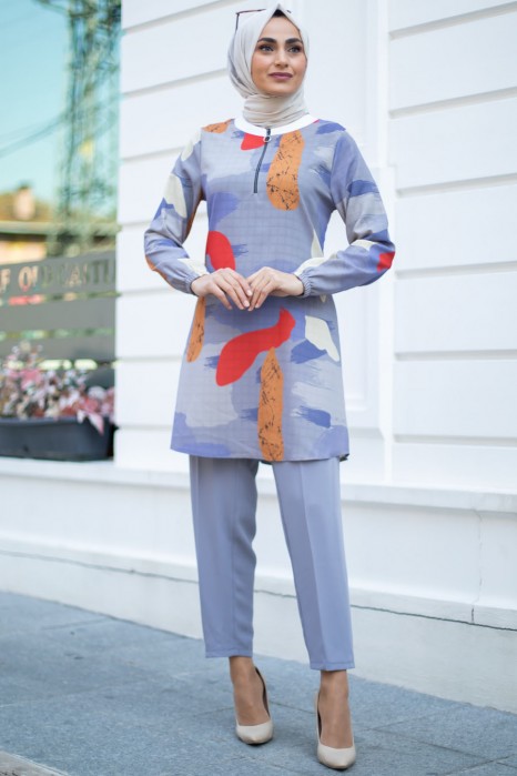 GREY TUNIC AND PANT SUIT
