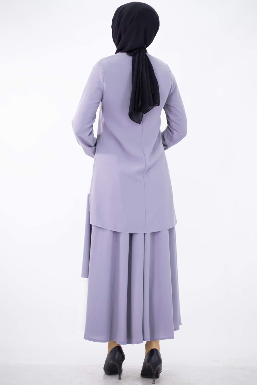 GREY TUNIC AND SKIRT SUIT