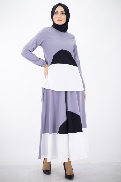 GREY TUNIC AND SKIRT SUIT