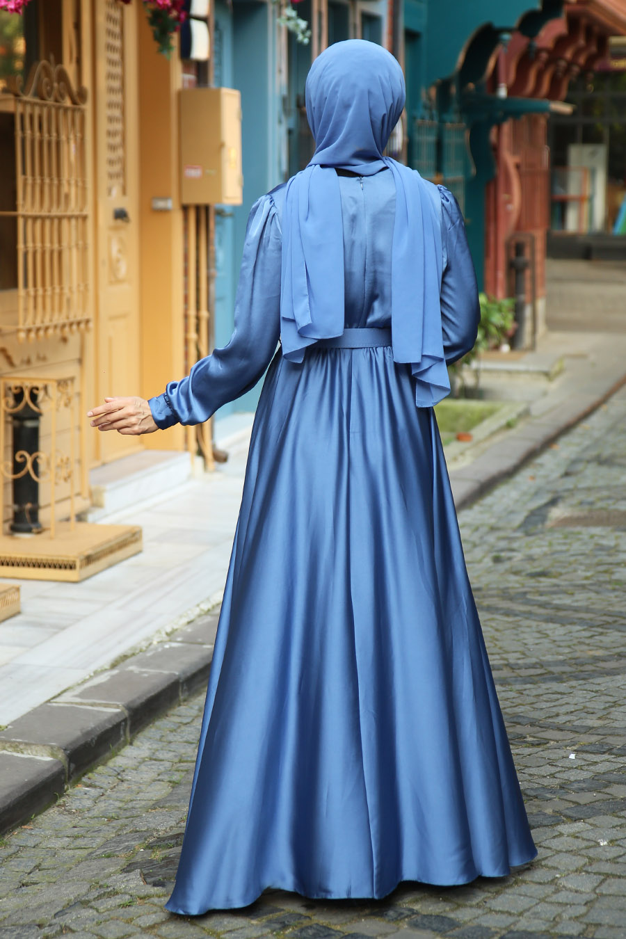 INDIGO COLOR EVENING DRESS  