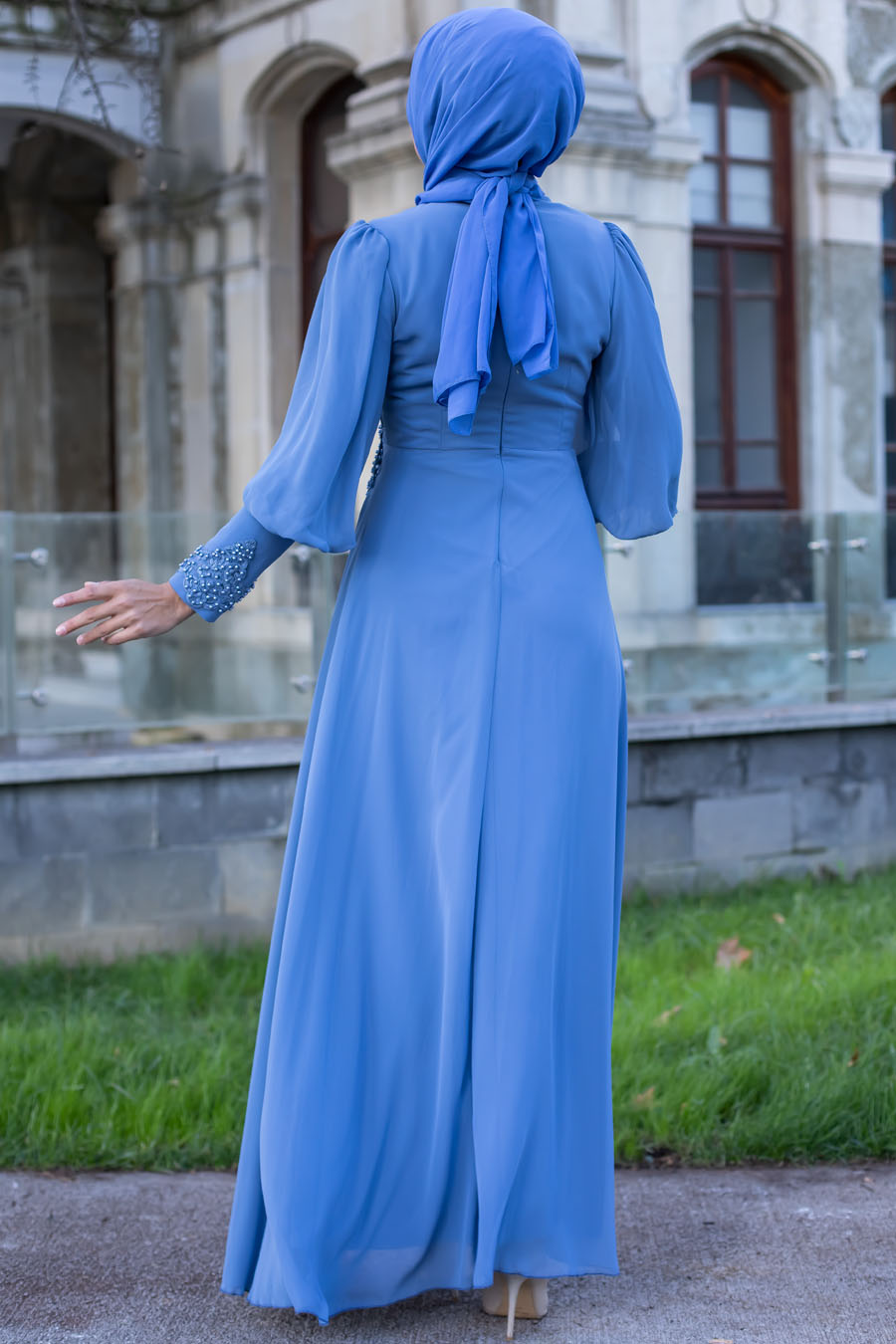 INDIGO COLOR EVENING DRESS 