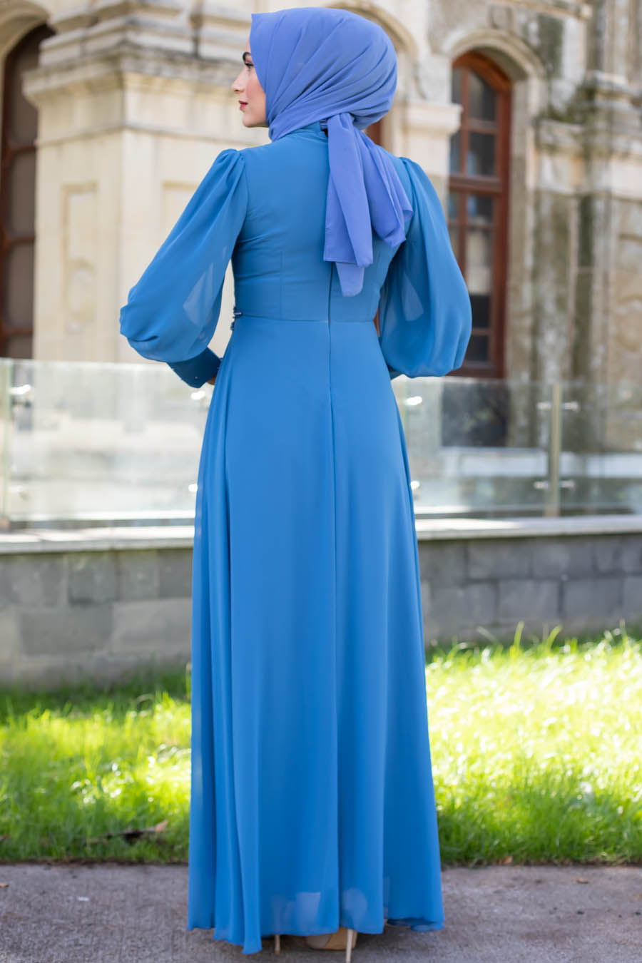 INDIGO COLOR EVENING DRESS 