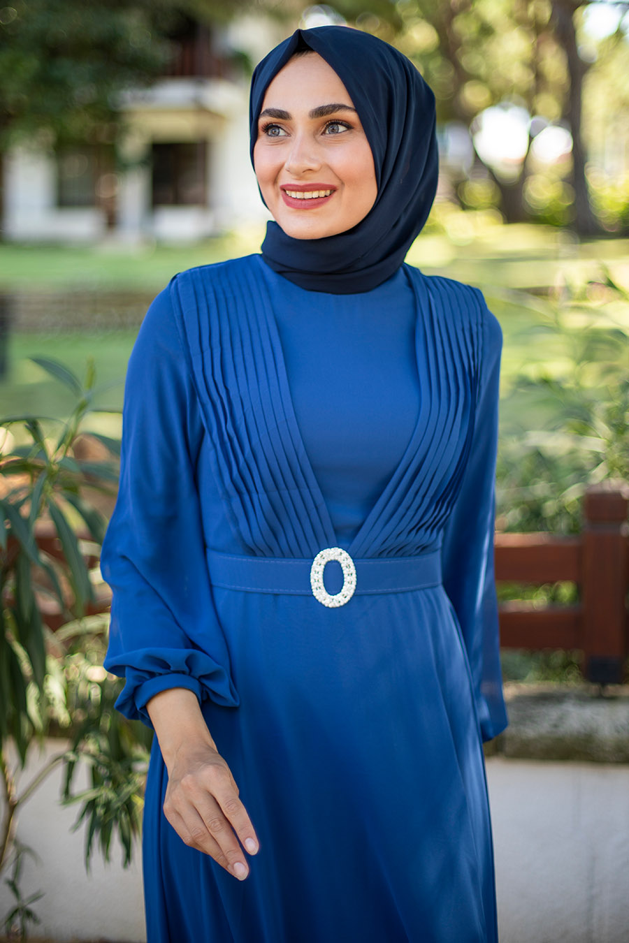 INDIGO COLOR EVENİNG DRESS