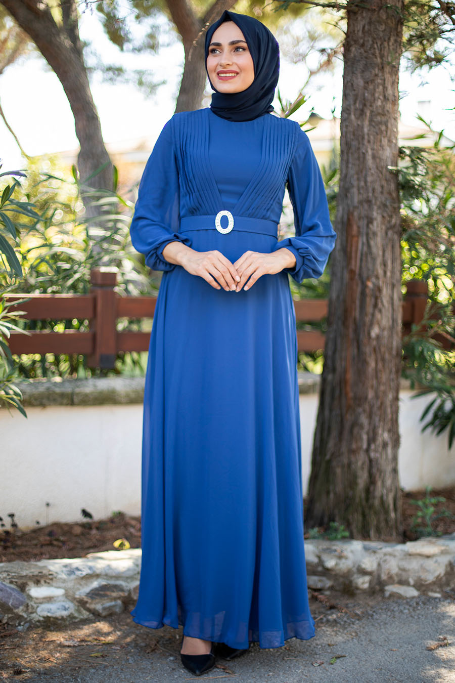 INDIGO COLOR EVENİNG DRESS