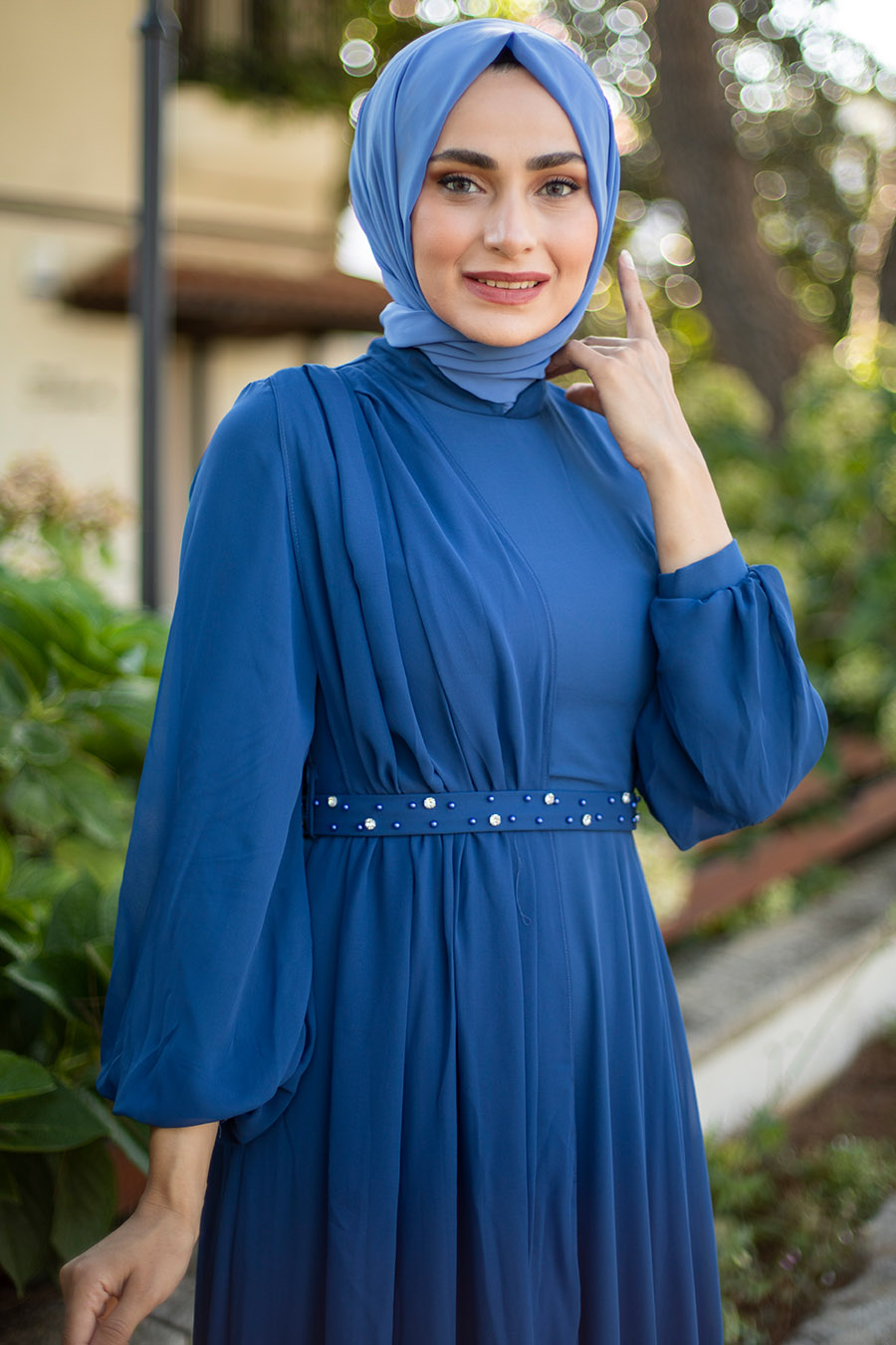 INDIGO COLOR EVENING DRESS 