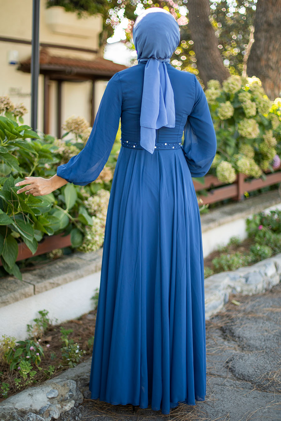 INDIGO COLOR EVENING DRESS 