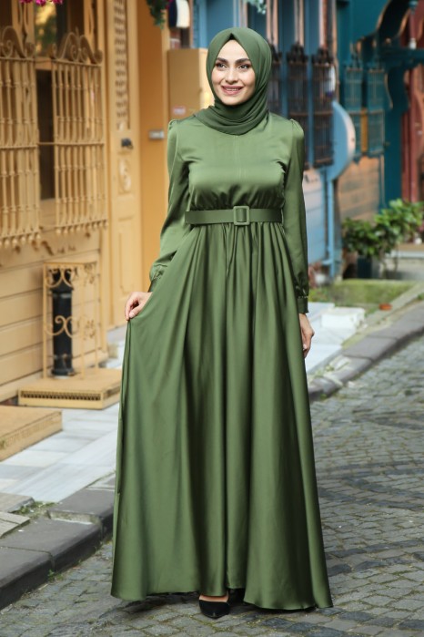 KHAKI EVENING DRESS  