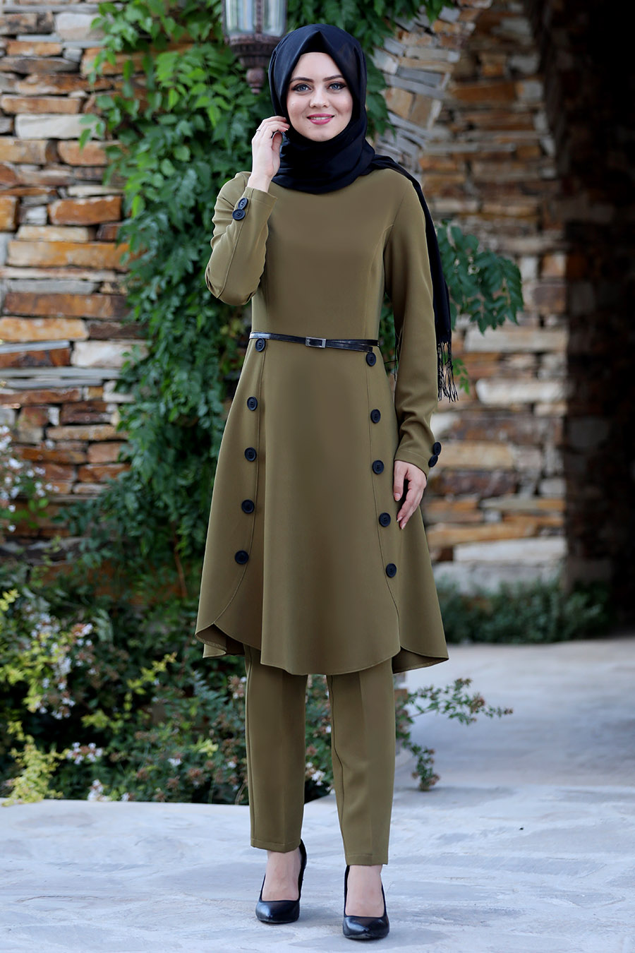 KHAKI TUNIC AND PANT SUIT  