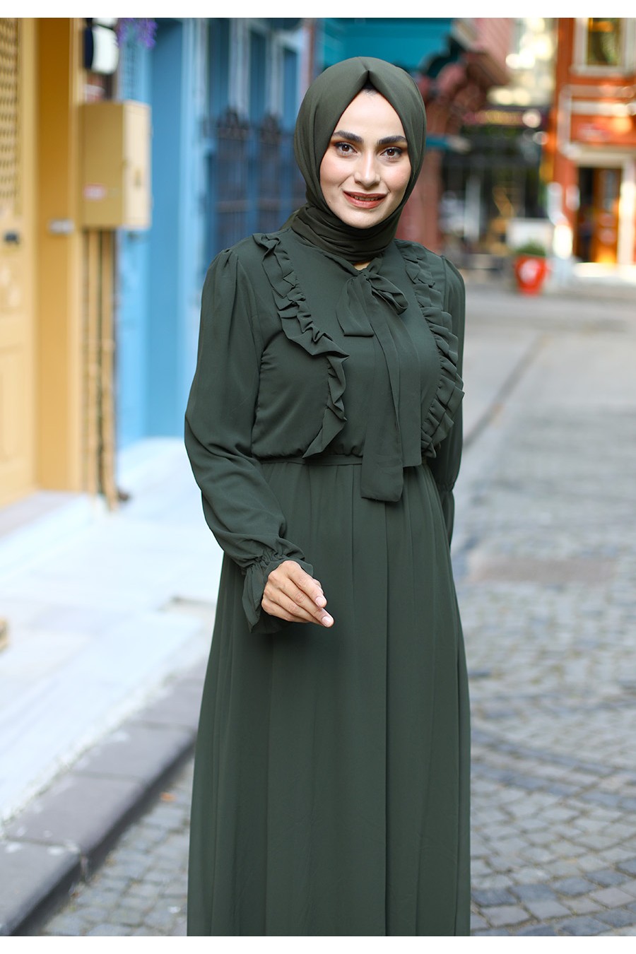 KHAKI EVENING DRESS 