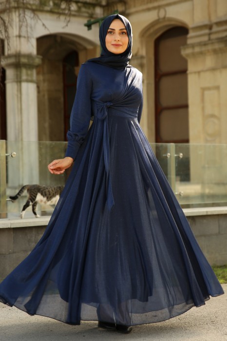 EVENING DRESS - NAVY BLUE 