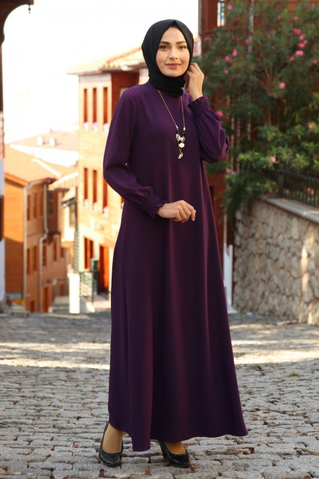 NECKLACE DETAILED DRESS - PURPLE 