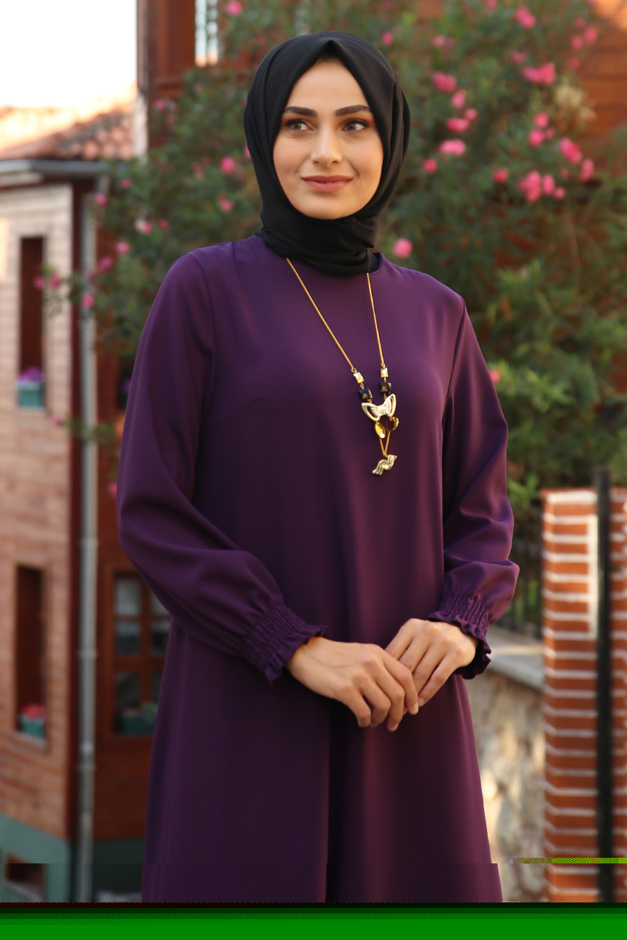 NECKLACE DETAILED DRESS - PURPLE 