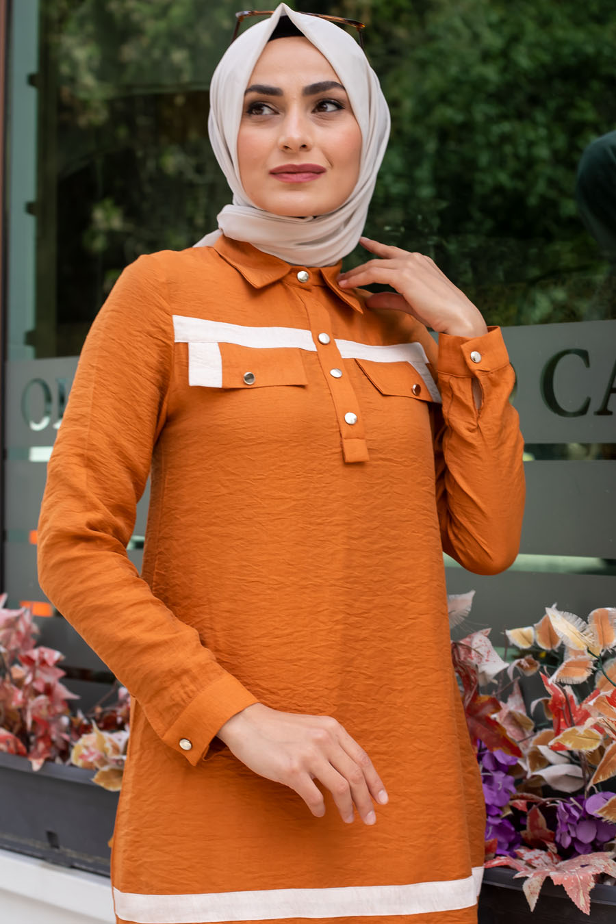 ORENGE TUNIC AND PANT SUIT  