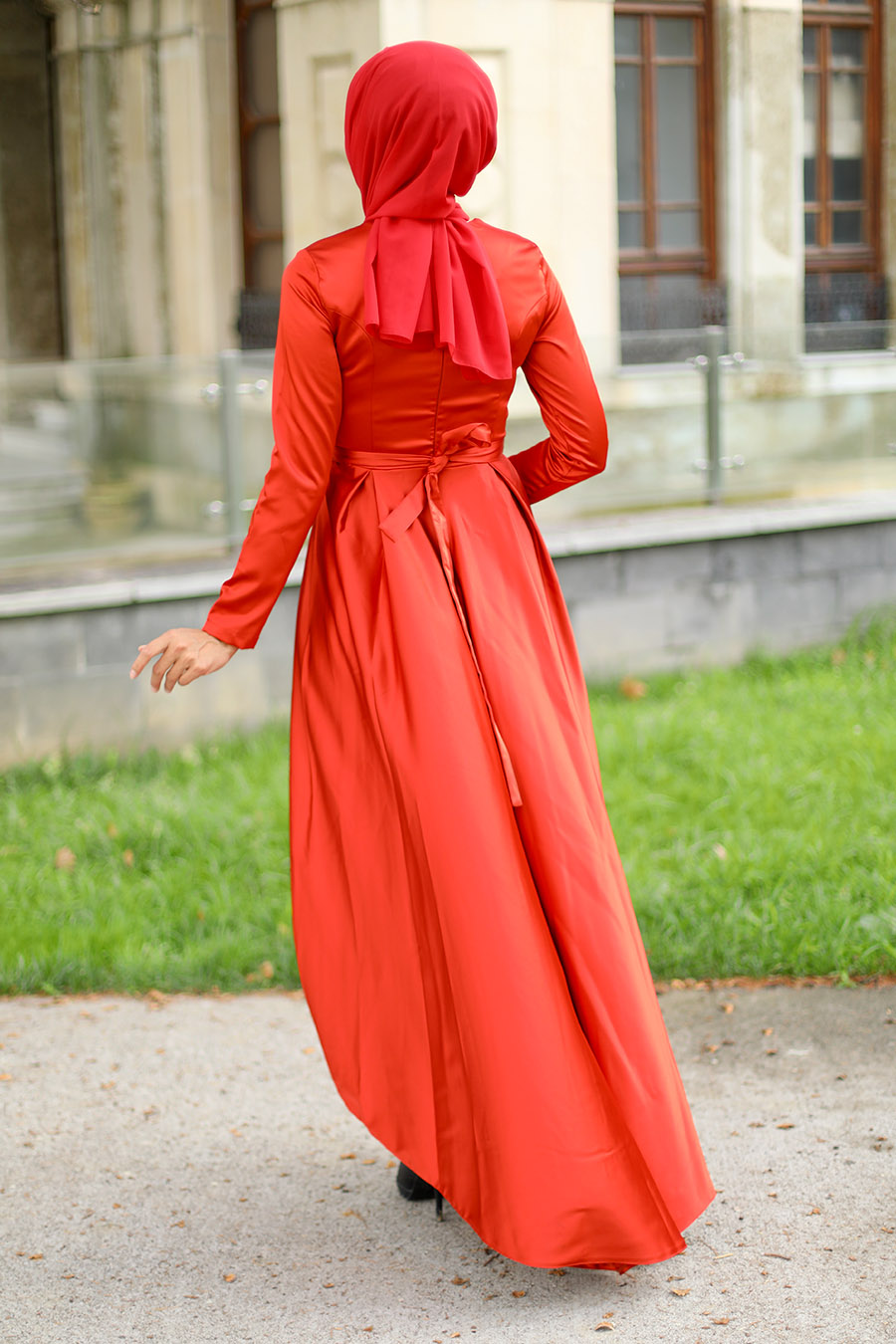 ORANGE EVENING DRESS  