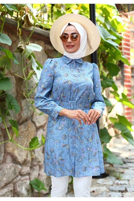 PATTERNED TUNIC - BABY BLUE