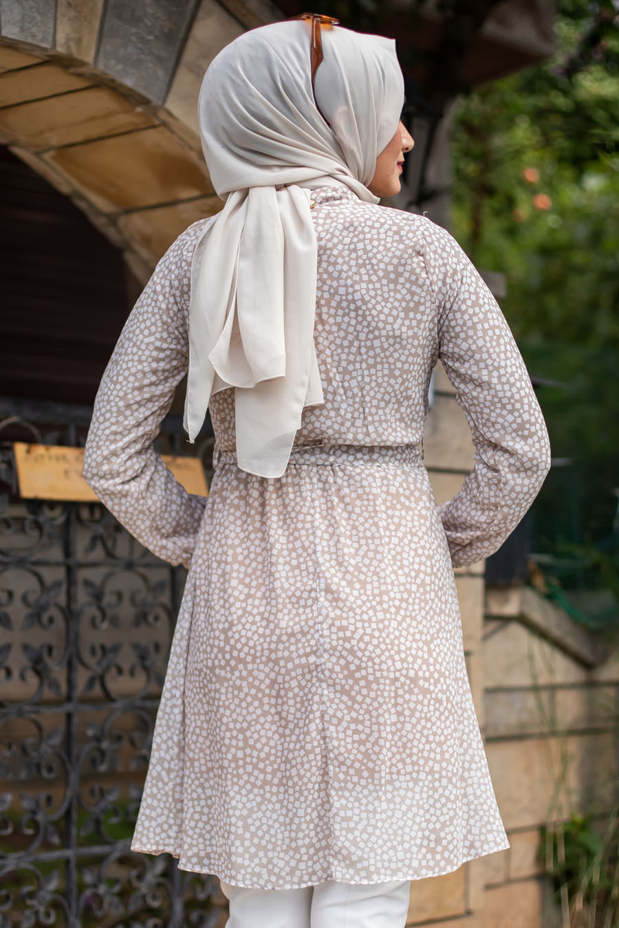 PATTERNED BEIGE TUNIC  PATTERNED BEIGE TUNIC