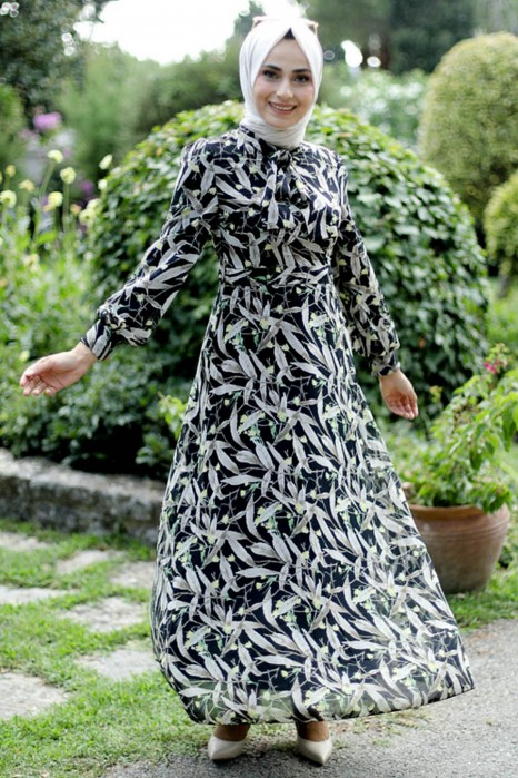 PATTERNED BLACK DRESS  