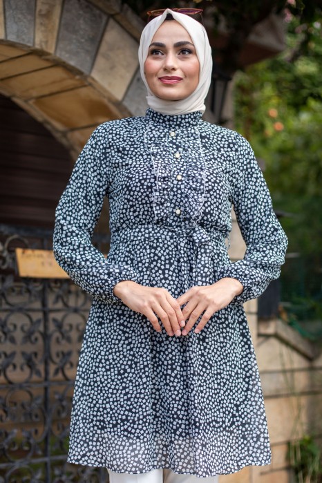 PATTERNED BLACK TUNIC 