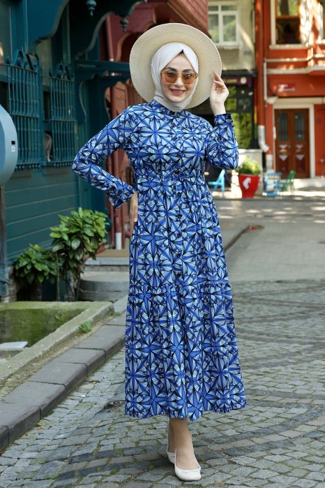 PATTERNED BLUE DRESS