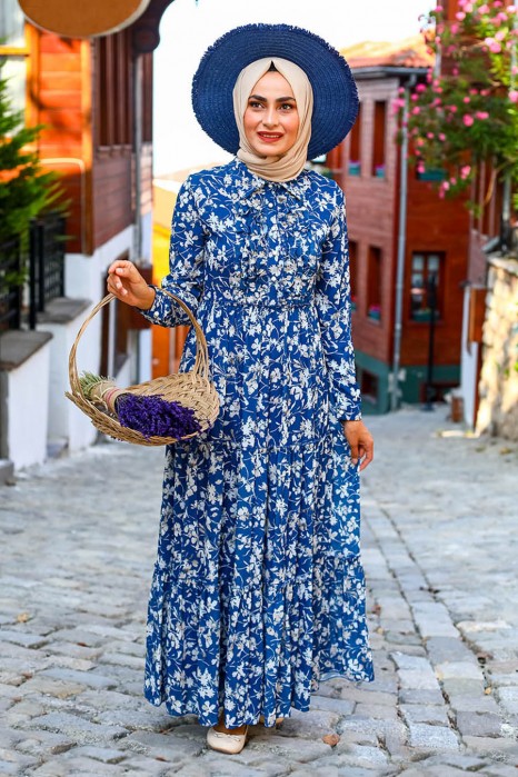 PATTERNED BLUE DRESS