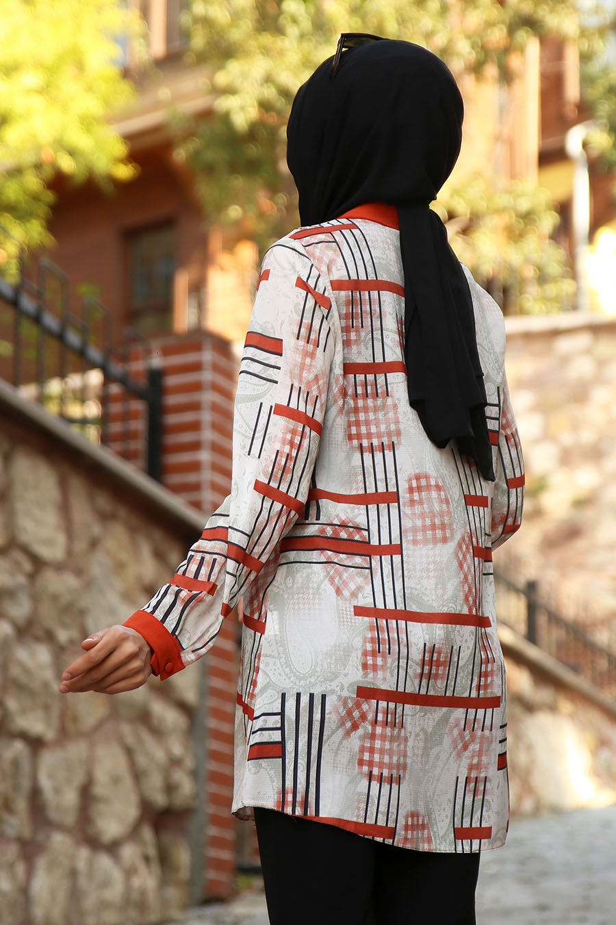 PATTERNED TUNIC - BRICK COLOR 