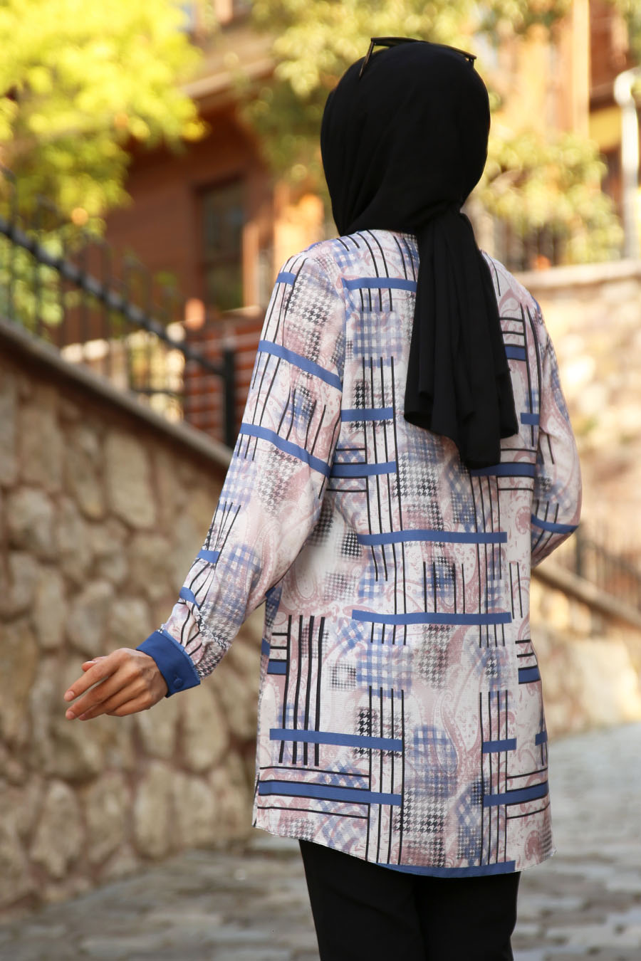 PATTERNED TUNIC - INDIGO COLOR   PATTERNED TUNIC - INDIGO COLOR