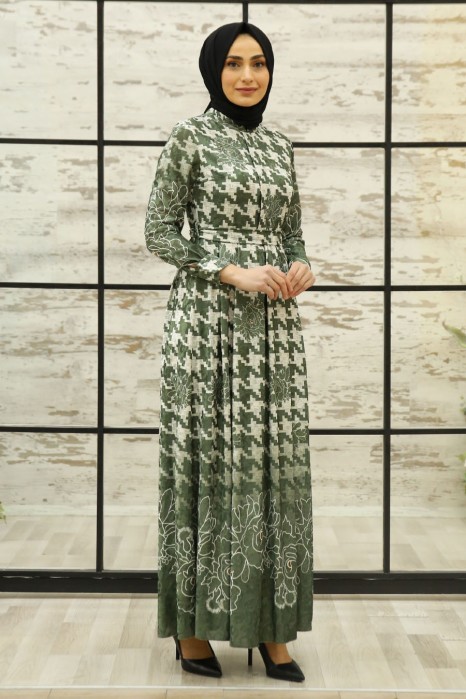 PATTERNED KHAKI DRESS 