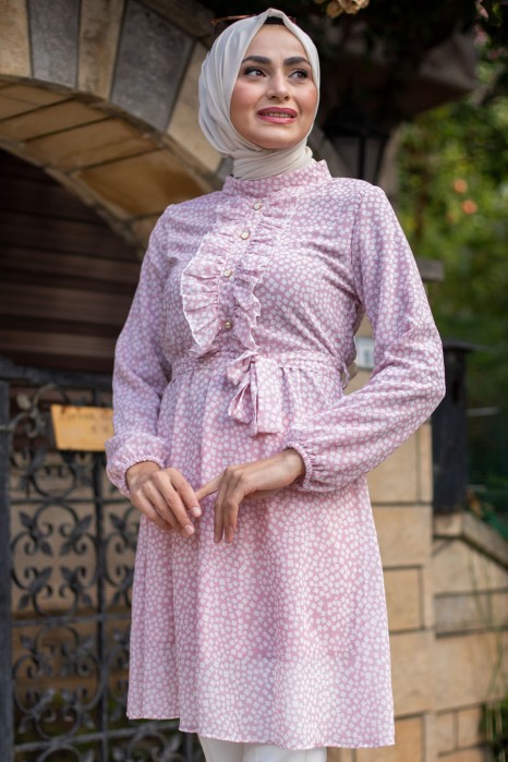 PATTERNED POWDER PINK TUNIC 