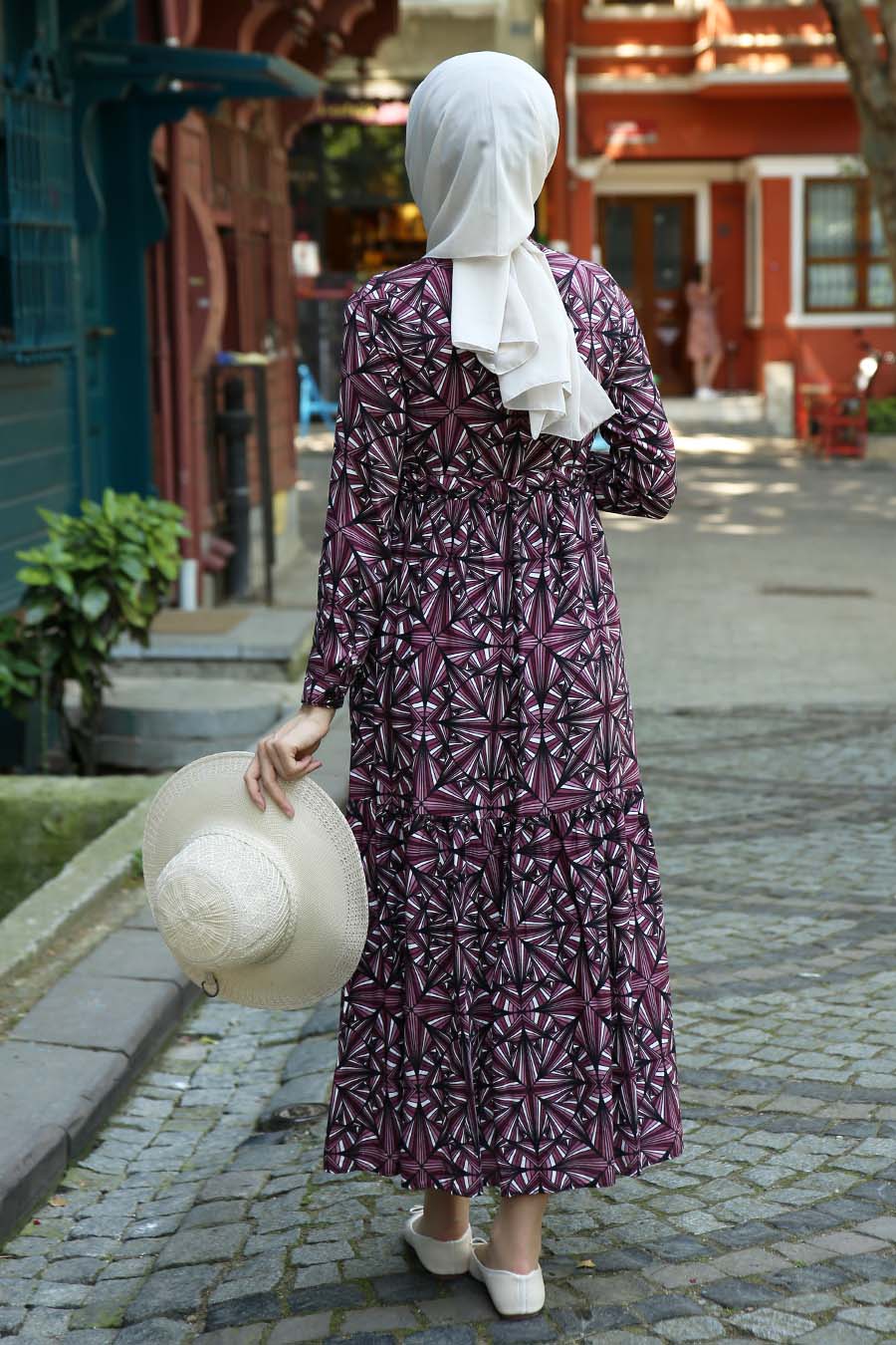 PATTERNED ROSE COLOR DRESS