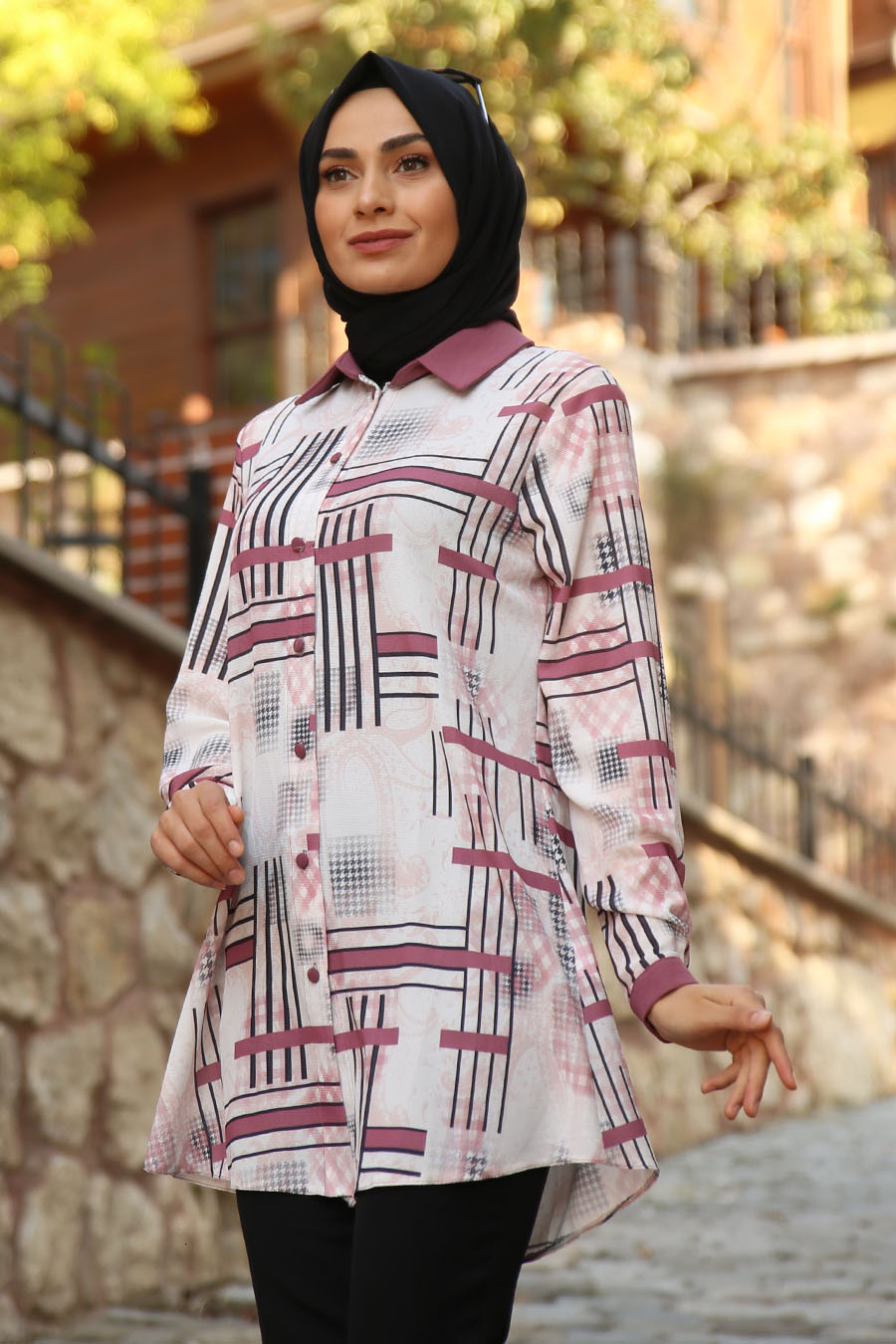 PATTERNED TUNIC - ROSE COLOR  