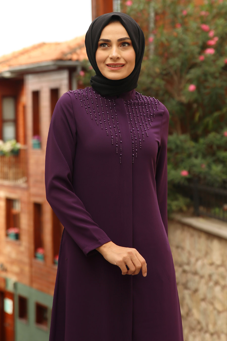 PEARL DETAILED ABAYA - PURPLE 