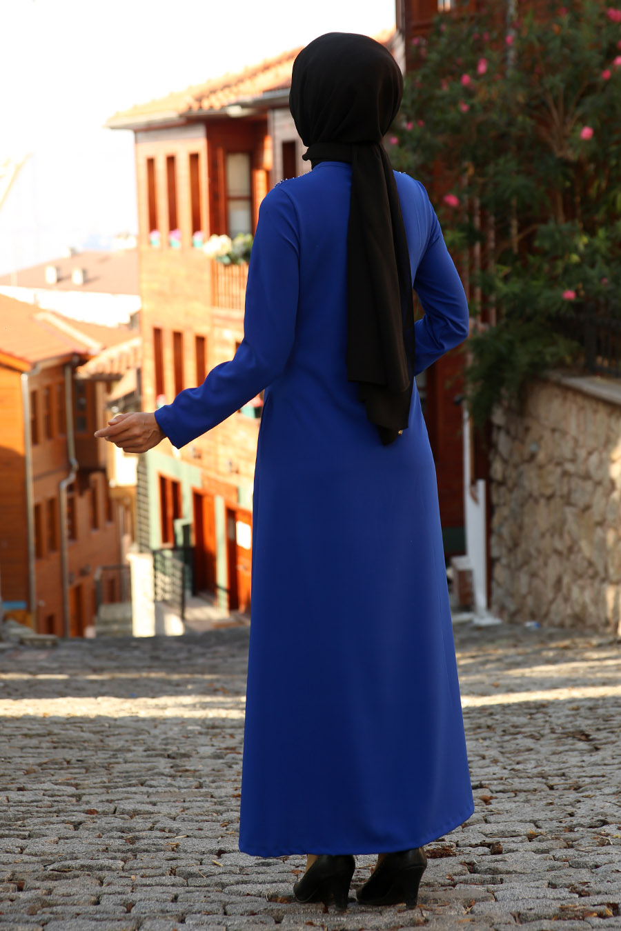 PEARL DETAILED ABAYA - SAX BLUE 
