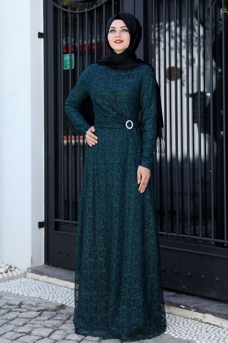 PETROLEUM BLUE EVENİNG DRESS