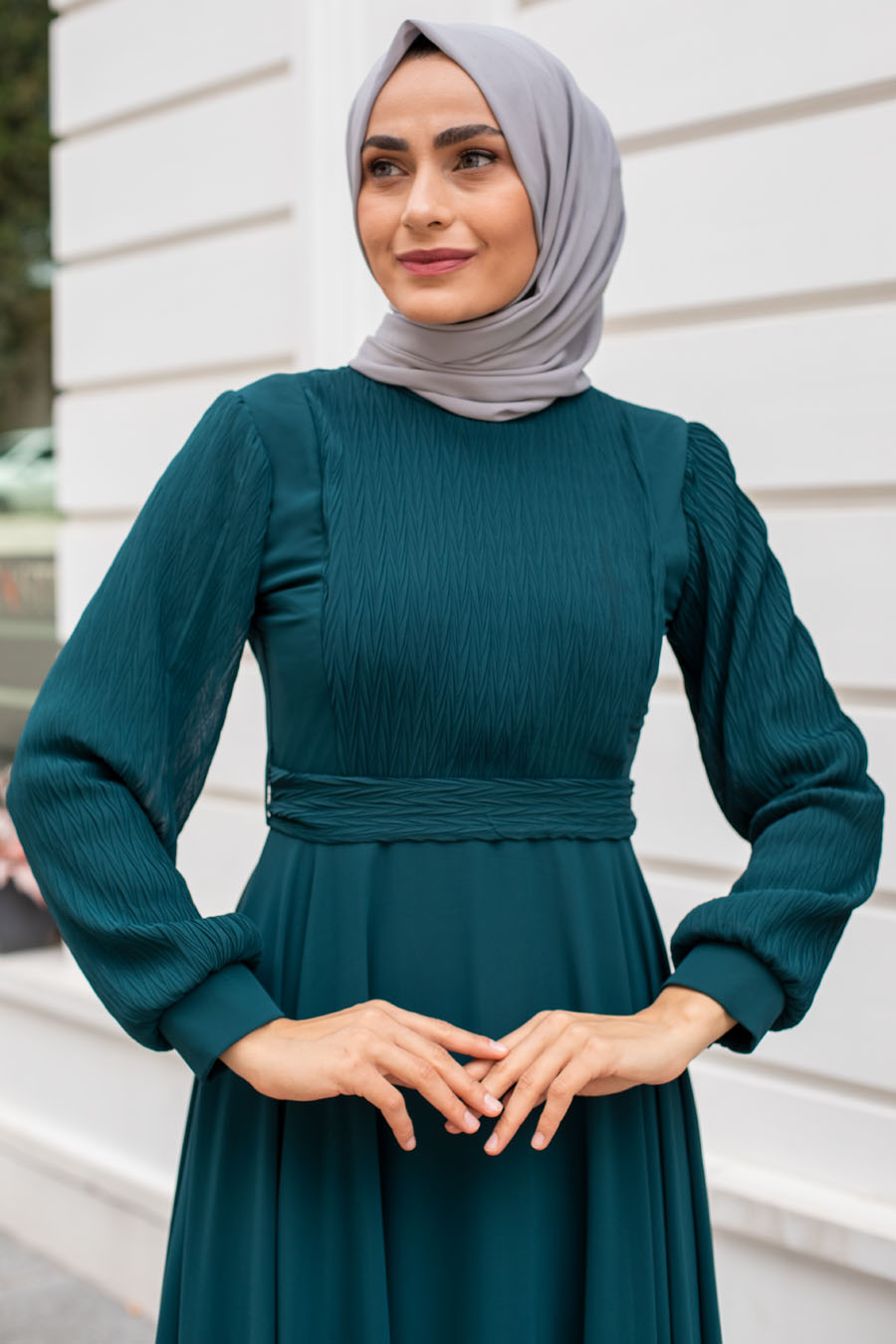 PETROLEUM BLUE EVENİNG DRESS 