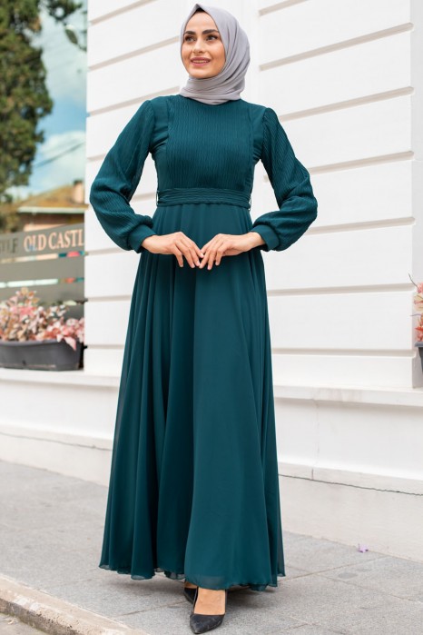 PETROLEUM BLUE EVENİNG DRESS 