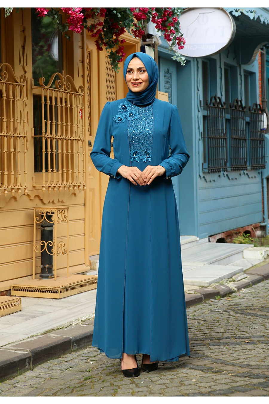 EVENING DRESS - PETROLLEUM BLUE