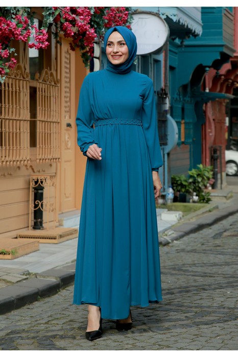 PETROLLEUM BLUE EVENING DRESS  