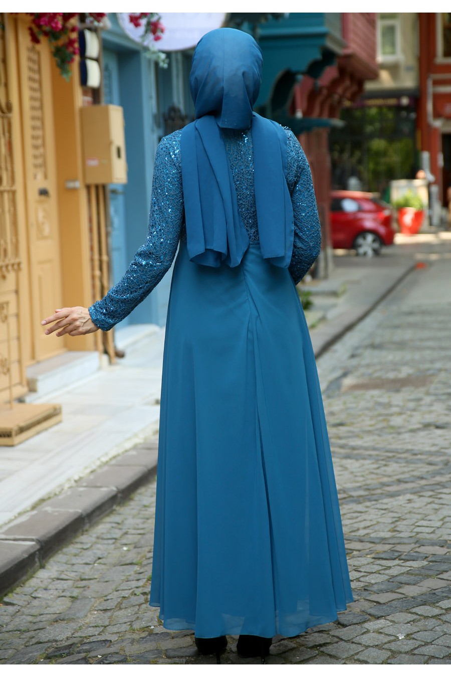 PETROLLEUM BLUE EVENING DRESS  