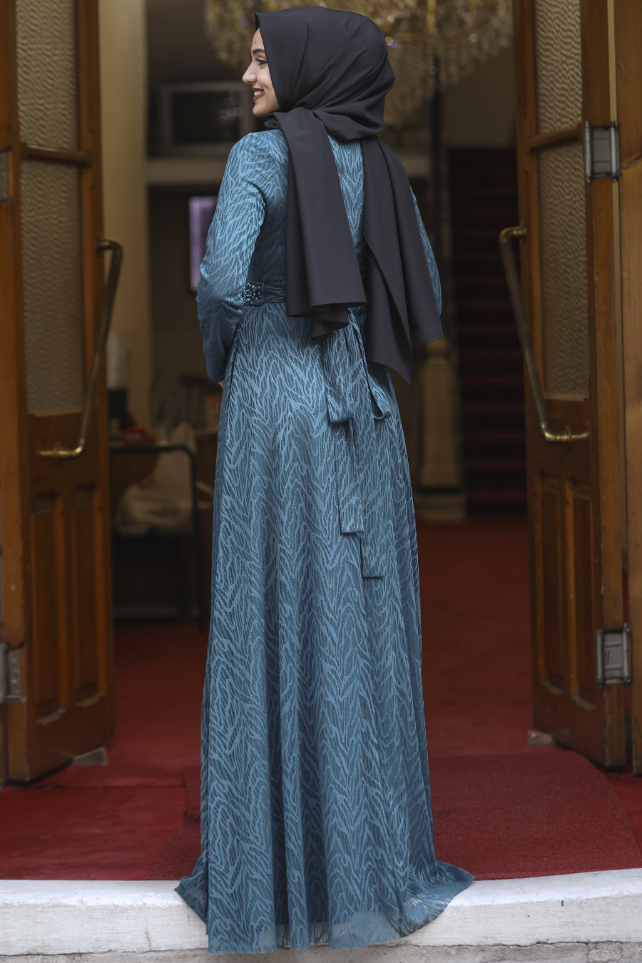 PETROLEUM BLUE EVENING DRESS  