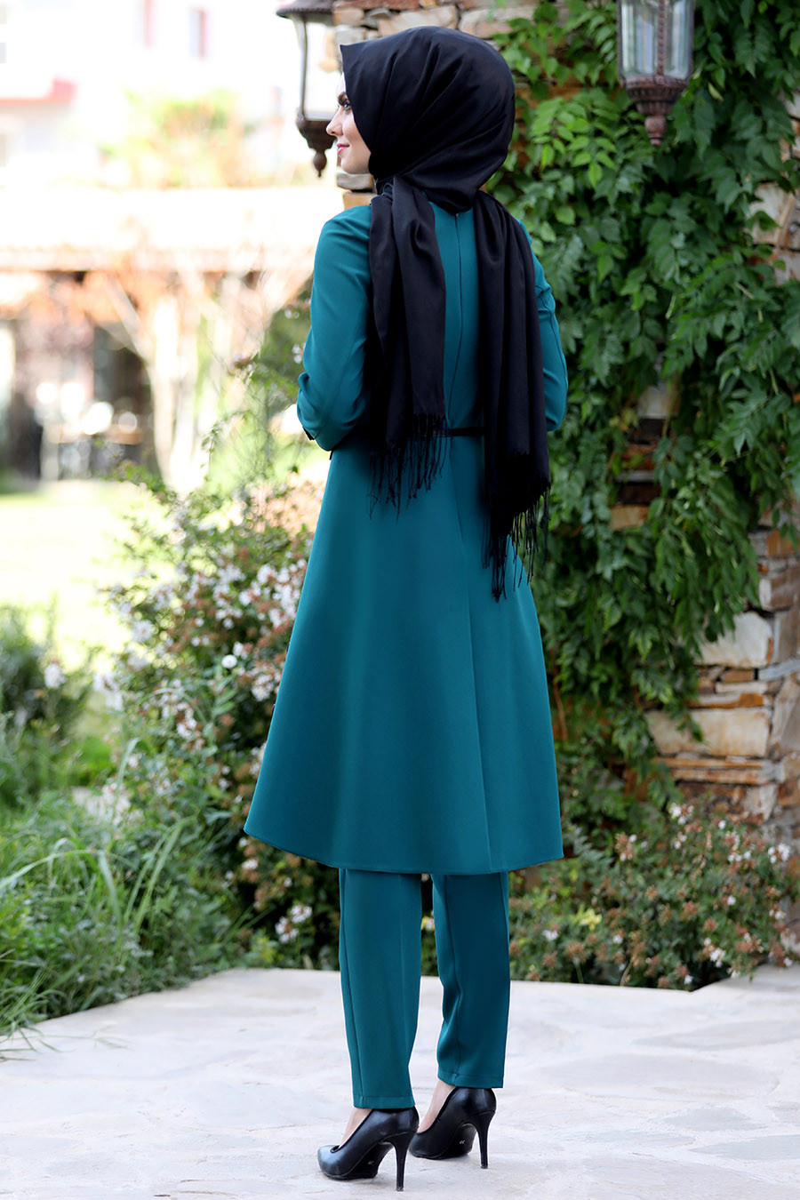 PETROLEUM BLUE TUNIC AND PANT SUIT   