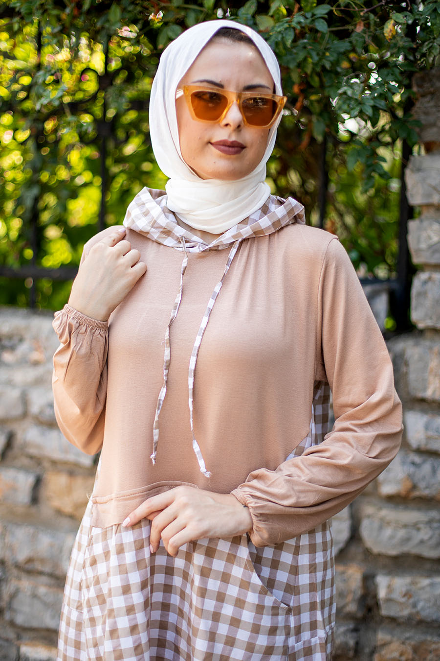 PLAID TAN COLOR DRESS 